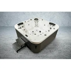 PureHaven American Outdoor-Whirlpool Torina Brown 215x215 cm 5 Personen Rücken- Gesäß- Nacken- & Fußreflexzonenmassage Filtersystem Wasserfall 1650 L