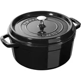 Staub La Cocotte 26 cm, rund, Glänzend-Schwarz, Gusseisen