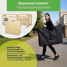 Habys Sofia Massageliege Mobile Massagetisch Kosmetikliege 2 Zonen, Tragebares höhenverstellbar inkl. Kopfstütze × Armlehnen, 213 cm, - Beige