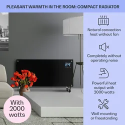 Klarstein Bornholm Konvektions-Heizgerät 2000W Timer 2 Heizstufen ECO-Modus Schwarz