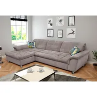 DOMO collection Ecksofa Franzi, wahlweise mit Bettfunktion, Bettkasten und Kopfteilverstellung grau