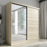 A&J MöbelLand Schwebetürenschrank Nero 200 x 215 x 59,5 cm Braun