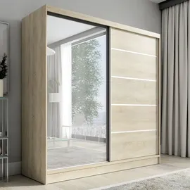 A&J MöbelLand Schwebetürenschrank Nero 200 x 215 x 59,5 cm Braun