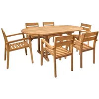 Endorphin Gartenmöbel Set 7tlg. Teakholz Tisch oval 180cm, 6