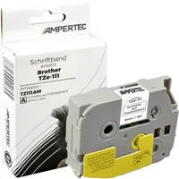 Ampertec P-Touch Band kompatibel zu TZe-111 schwarz auf transparent