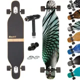 Mach1 Bambus Longboard mit Keramik Kugellager + T-Tool - Skateboard Drop Through Cruiser Komplettboard (Mystery)