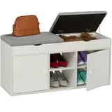 Relaxdays Schuhbank 100 x 49,5 x 34 cm 2 Fächer / grau/weiß