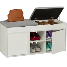 Relaxdays Schuhbank 100 x 49,5 x 34 cm 2 Fächer / grau/weiß
