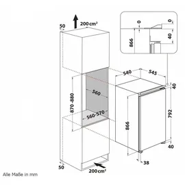 Bauknecht KSI 9GF2 Einbaukühlschrank (110 l, 866 mm hoch)
