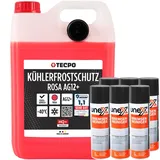 TECPO 6X Bremsenreiniger, 500ml + Kühlerfrostschutz rosa G12, 5 Liter + Kühlmittel -40°C