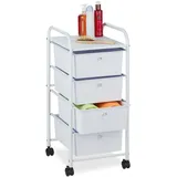 Relaxdays Badrollwagen 4 Schubladen 74 x 33 x 39 cm weiß