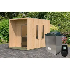 Karibu Laguna Blackline inkl. 9 kW Ofen + int. Steuerung + Dachkranz