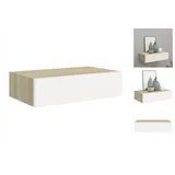 vidaXL Wandregal mit Schublade Eichen-Optik und Weiß 40x23,5x10 cm MDF