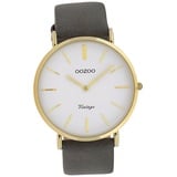 Oozoo Damen Armbanduhr Ultra Slim Leder dunkelgrau D2UOC20079 - Dunkelgrau