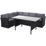 MCW Poly-Rattan-Garnitur A29 Kissen Dunkelgrau