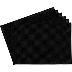 Platzset APS "Schmalband", schwarz, B:45cm H:5mm L:33cm, Platzsets, mit umgenähten Rand, leicht abwischbar, 45x33 cm