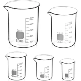 luxuskollektion Glas Becherglas Set 25ml-500ml, Abgestuftes Messbecher-Set