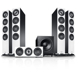Teufel Definion 3 Surround Power Edition „5.1-Set“ Stand-Lautsprecher (Kabelgebunden, 200 W, Kabellos ansteuerbarer Subwoofer) schwarz|weiß