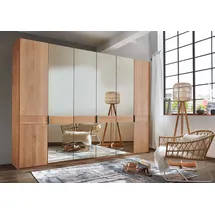 Wiemann Drehtürenschrank WIEMANN "Cardiff, Massivholztüren in Kombination mit Glas- oder Spiegeltüren", braun (parsol, bronze, spiegelglas), B:295,2cm H:236cm T:58cm, Floatglas, Hartfaserplatte, Holzwerkstoff, Massivholz, Schränke, Drehtürenschrank, hochwertiges