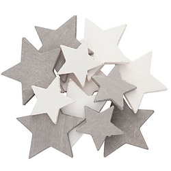 Streuteile "Sterne", weiß-grau, 4–6 cm, 12 Stück