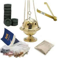 Nklaus Starterpaket Weihrauchschwenker Set 14tlg mit Räuchermischungen Weihrauch Harzen