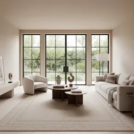 KADIMA DESIGN Teppich Outdoor VENTOUX in Beige, mit Bordüre, 80 x 250 cm