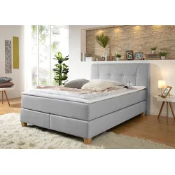 Boxspringbett HOME AFFAIRE "Calloway", grau, B:208cm L:218cm, Komplettbetten, Boxspringbett, inkl. Topper, XXL-Ausführung, in 4 Farben, 5 Breiten, 3 Matratzenarten