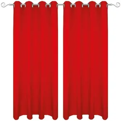 Bestgoodies Gardine mit Ösen 140x225 cm ( Breite x Länge ) in Rot, blickdichter Vorhang, Ösenvorhang in vielen Variationen