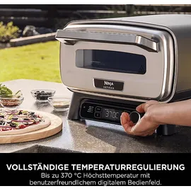 Ninja MO201EU Artisan Outdoor-Elektro-Pizzaofen und Heißluftfritteuse Minibackofen, Grau (1760 Watt)