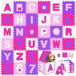 KIDIZ® 86 teilige Puzzlematte Kinderspielteppich Spielmatte Spielteppich Schaumstoffmatte Kinderteppich, Puzzle Zahlen und Buchstaben Schutzmatte