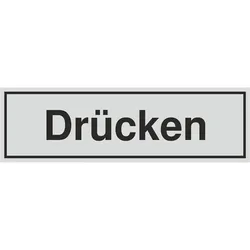Schild - Drücken - silbermatt