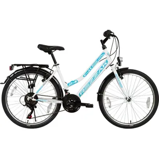 Rezzak Cityfahrrad Mädchen 24" RH 42 cm weiß/türkis 21-Gang