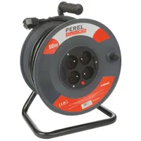 Perel Kabeltrommel, Innenbereich, 4 Steckdosen Typ E, Überhitzungsschutz, Kabellänge
