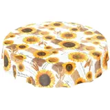 ANRO Tischdecke Wachstuch Rund Ø 100 cm Gelb