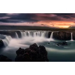 Fototapete PAPERMOON "Photo-Art STEFAN MITTERWALLNER, FEUER UND WASSER", bunt, B:4,50m L:2,80m, Vlies, Tapeten