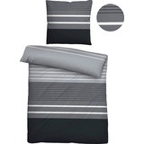 Biberna Bettwäsche »Fenja«, Biberna, fein glänzende Mako-Baumwoll Satin Qualität im Streifendesign, mit Reißverschlüssen ausgestattet schwarz 1 St. x 135 cm x 200 cm