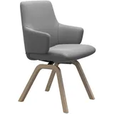 Polsterstuhl STRESSLESS "Laurel", grau (wild dove batick, walnuss), B:58cm H:92cm T:59cm, Leder BATICK: BATICK ist ein leicht korrigiertes, durchgefärbtes und genarbtes Möbelleder, bei dem die meisten Unebenheiten und Spuren in der Regel entfernt wurden., Stühle, Polsterstuhl, Low Back mit Armlehne, Größe L, mit schräggestellten Beinen in Walnuss