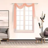 Whakano 1 Stück Querbehang Freihanddeko,Transparentem Gardinen Schals Voile,in 21 Farben erhältlich,Gardinen Tüll,Dekoschals,Vorhangschal für Fotografie Party Hochzeit Taufe,90cmx300cm,Champagner