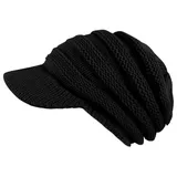 dy_mode Schirmmütze Damen Strickmütze Herren Schirmmütze Gestrickt Winter Mütze mit Schirm fester Schirm schwarz Kopfumfang 56-59cm