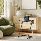 FurnitureR Höhenverstellbarer Laptoptisch mit Getränkehalter, 49 x 35,5 cm Tischplatte, 3 Neigungswinkel, Klappbar, Schwarz