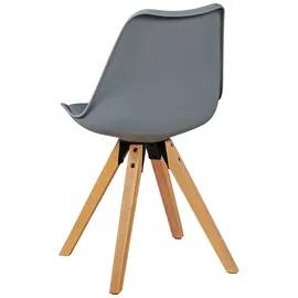 KADIMA DESIGN 2er Set Retro Esszimmerstuhl LIMA grau, Polsterstuhl Skandinavisch Rückenlehne, Küchenstuhl Kunstleder