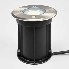 LINDBY Bodeneinbaustrahler Edelstahl Ø11cm GU10 IP67 1-flammig grau
