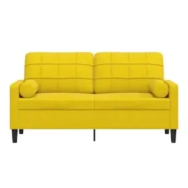 vidaXL 2-Sitzer-Sofa mit Zierkissen Gelb 140 cm Samt