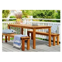 Festzeltgarnitur Traunstein 200 x 78 x 74 cm - Gartenmöbel Set aus Fichte, braun lasiert – Set aus Gartentisch und Gartenbank