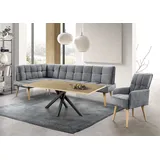 exxpo - sofa fashion Eckbank EXXPO - SOFA FASHION "Latte", antrazith, B:234cm H:95cm T:156cm, 100% PES, Sitzbänke, Eckbank, moderne Sitz- und Rückensteppung, bequem und elegant, hoher Holzfuß