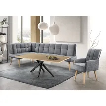 exxpo - sofa fashion Eckbank EXXPO - SOFA FASHION "Latte", antrazith, B:234cm H:95cm T:156cm, 100% PES, Sitzbänke, Eckbank, moderne Sitz- und Rückensteppung, bequem und elegant, hoher Holzfuß