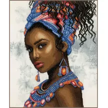 Lanarte Kreuzstich Stickpackungen Gezählter Kreuzstichbilder Set KOPFTUCHMODELL Wanddekoration Handarbeit Set für Erwachsene 39 x 49 cm DIY Deko Bastelset Handwerker Kreative Geschenkset
