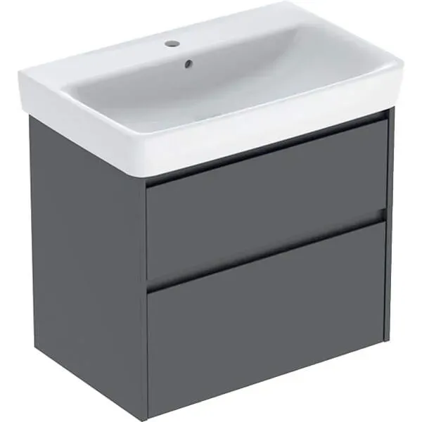 Geberit Renova Plan Set Waschtisch mit Unterschrank, 2 Schubladen, 75x69,7x44,6cm, 504.037.JK.1, Farbe: lava / lackiert seidenmatt