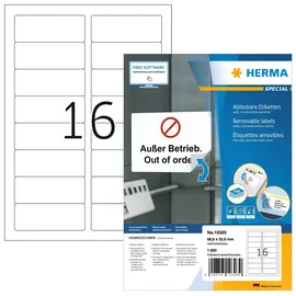 Herma Adressetiketten 10303 Weiß 88,9 x 33,8 mm 100 Blatt 1600 St.