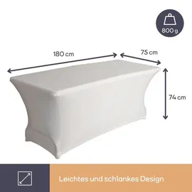 Perel Stretch-Tischhusse Rechteckig Weiß